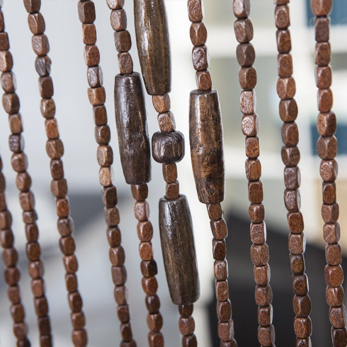 Tenda per porta in corallini di legno antimosche disegno freccia Etnica Asia