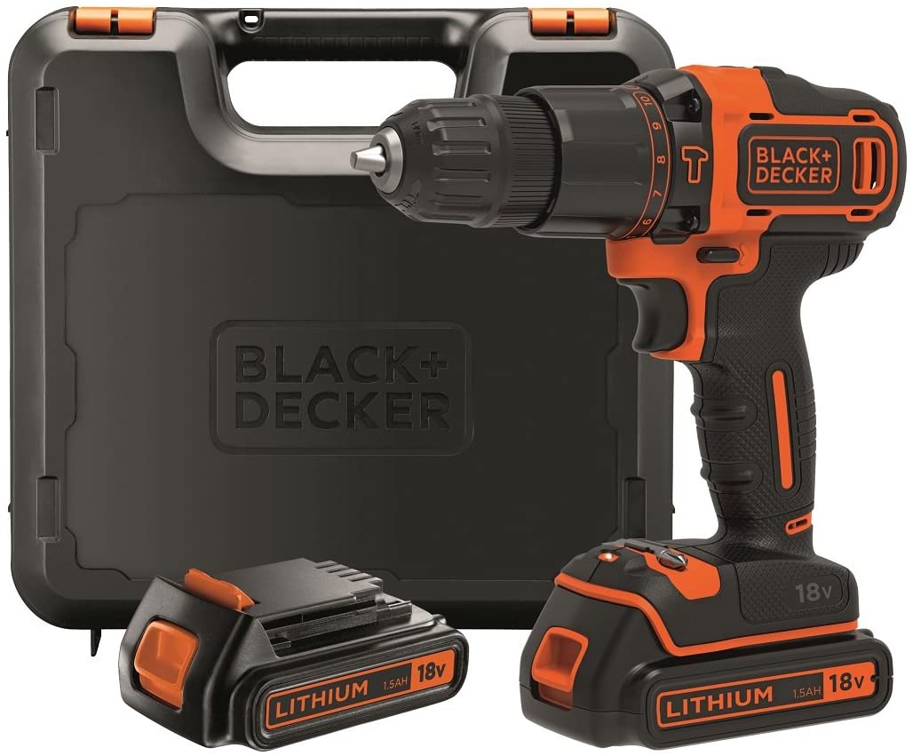 Trapano Avvitatore a Percussione 18V con doppia batteria in valigetta BLACK+DECKER BDCHD18KB