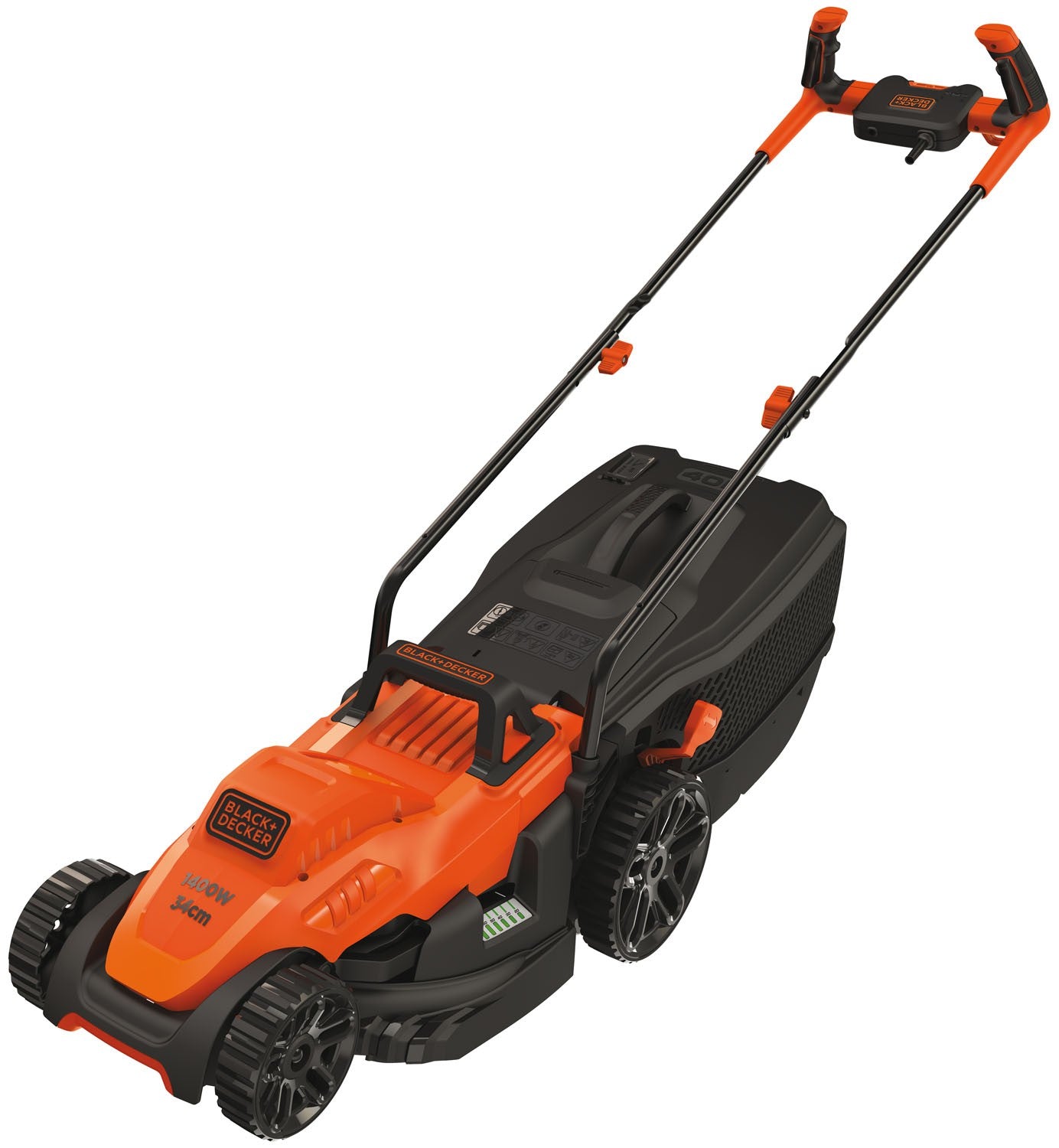 Tosaerba 1400W taglio 34 cm altezza regolabile impugnatura bike Black+Decker BEMW 461 BH