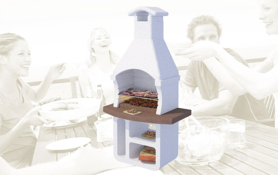 Barbecue prefabbricato in cemento con cappa e griglia Beton Tizzo