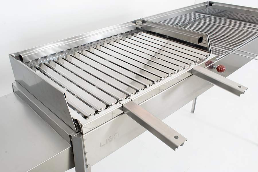 Griglia in acciaio INOX con raccogligrasso per BBQ con piano di cottura 60x40