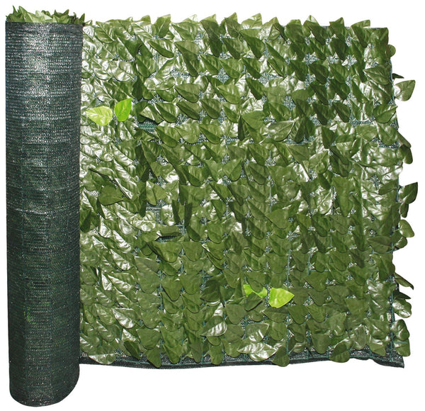 Siepe Artificiale Ornamentale Brixo con stuoia oscurante Lauro verde lunghezza 3 mt