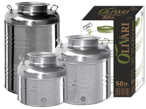 Contenitore fusto bidone per olio in acciaio inox 50 litri OliVari