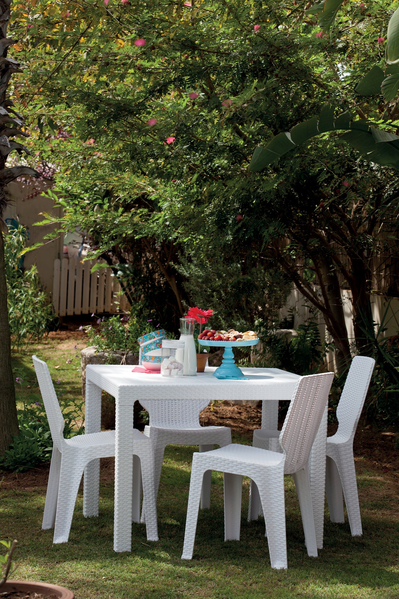 Tavolo in resina quadrato effetto rattan bianco Quartet Table