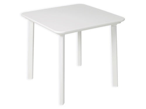 Tavolino in resina da esterno con piedini regolabili bianco 77x77 cm