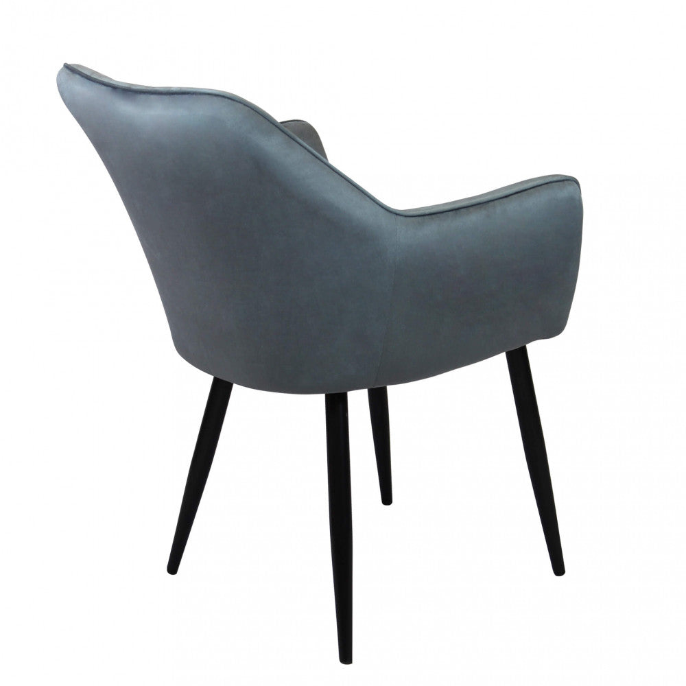 Sedia poltrona design da interno con struttura in metallo e seduta rivestita in velluto Dobby