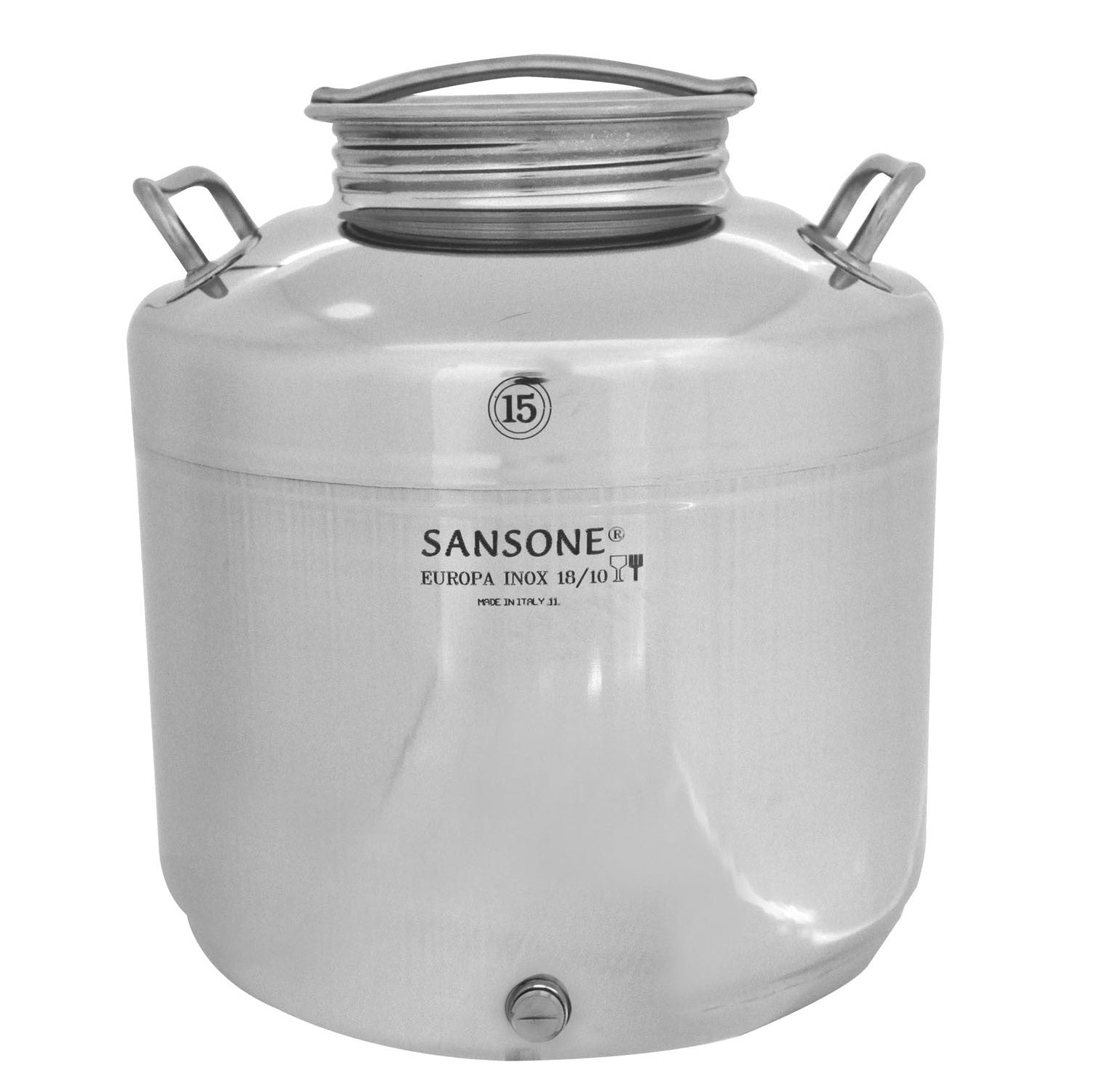 Contenitore fusto bidone acciaio inox per olio 15 litri Sansone Modello Europa
