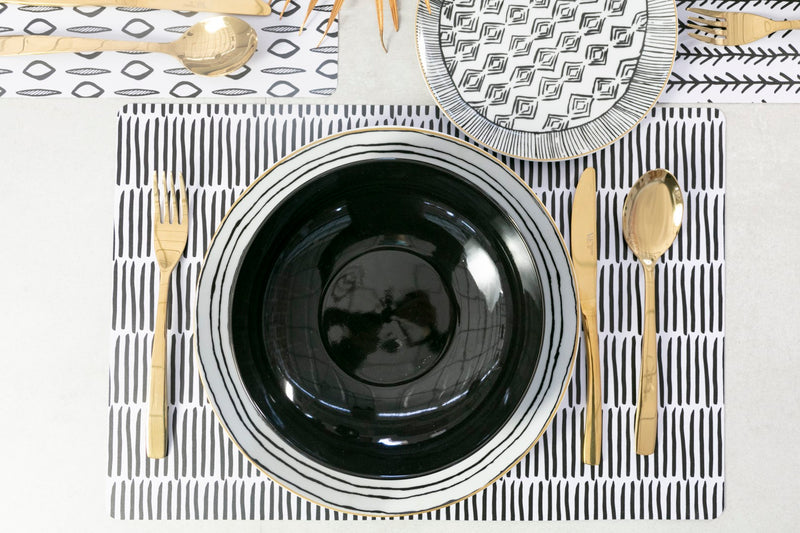 Servizio piatti da tavola in porcellana 18 pezzi Masai Black