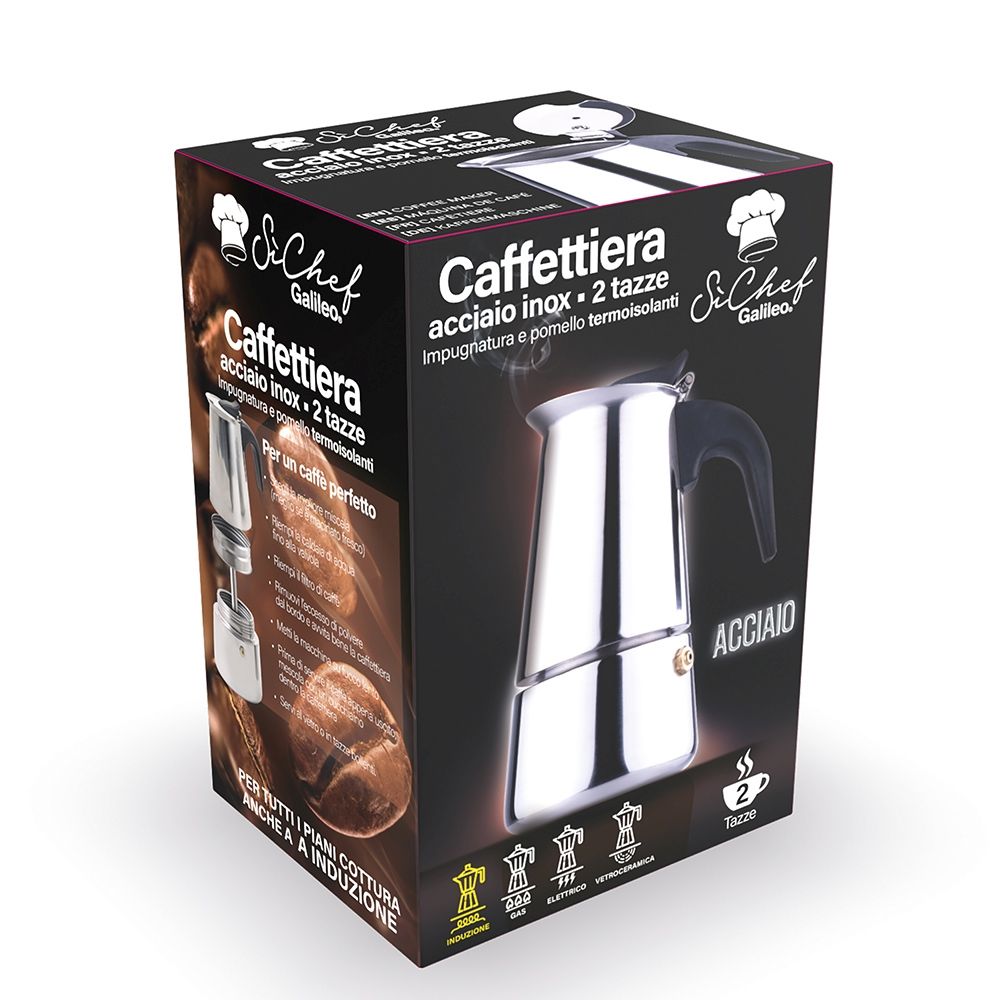 Caffettiera moka caffè in acciaio anche per induzione Italiana SìChef