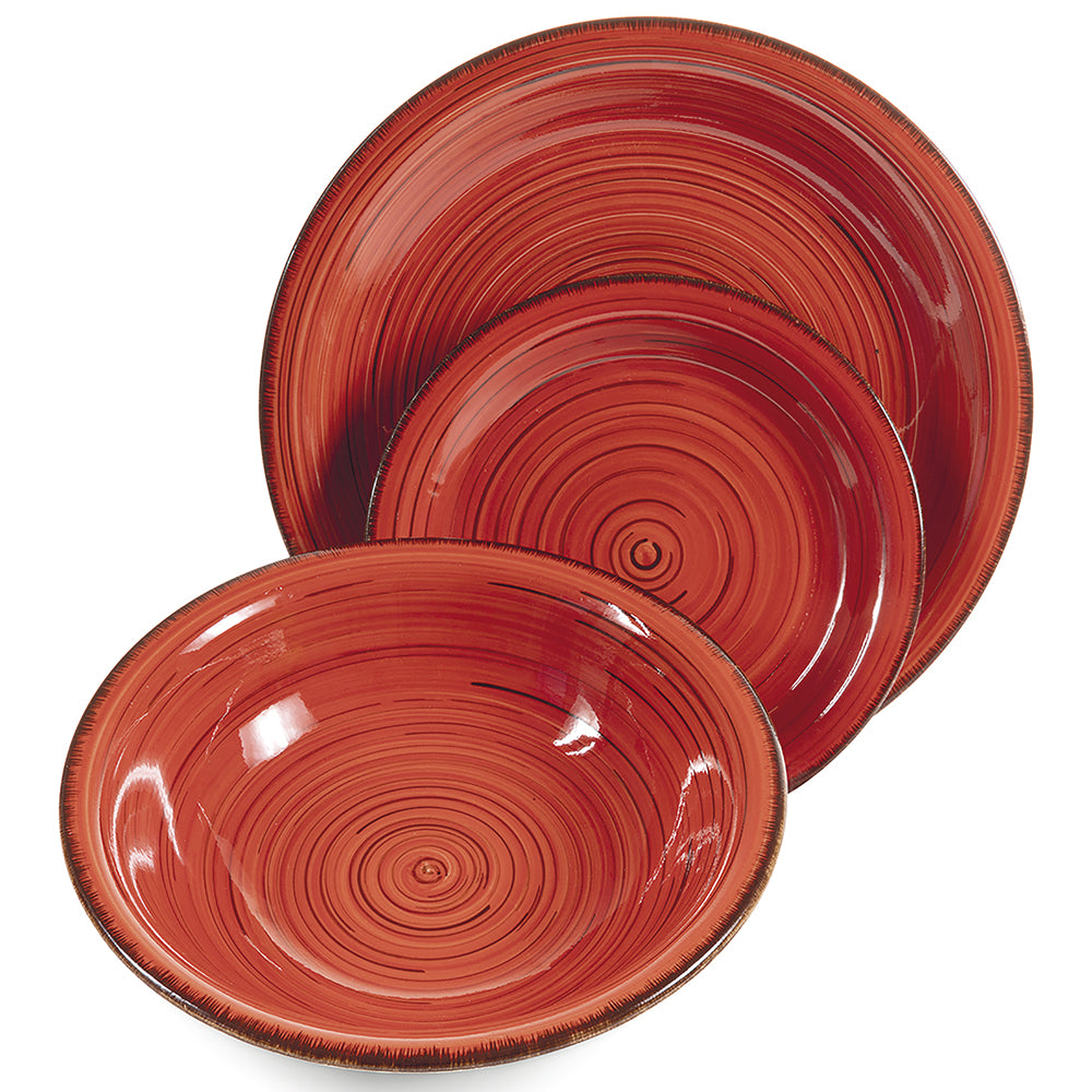 Piatti da portata in ceramica rossa 6 posti tavola servizio 18 pezzi Dubai Red