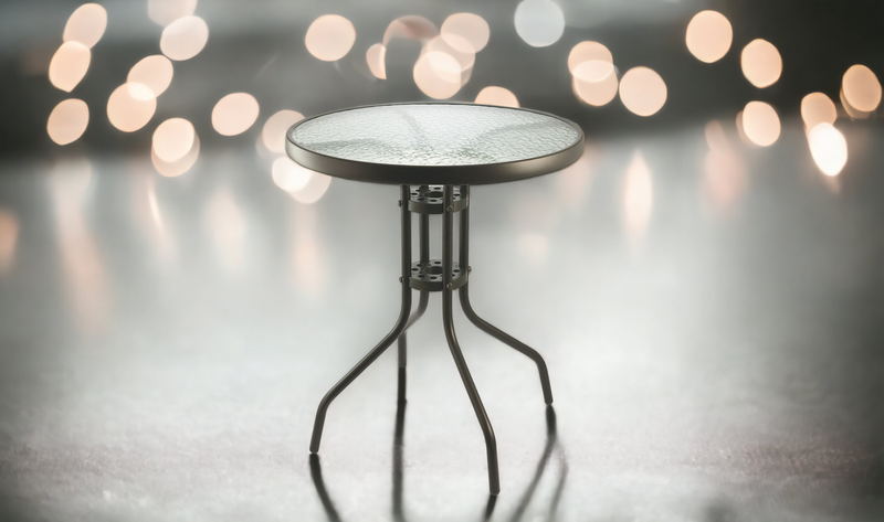 Tavolo tondo da esterno in metallo con piano in vetro effetto ondulato Ø60xh.70 cm Hammer