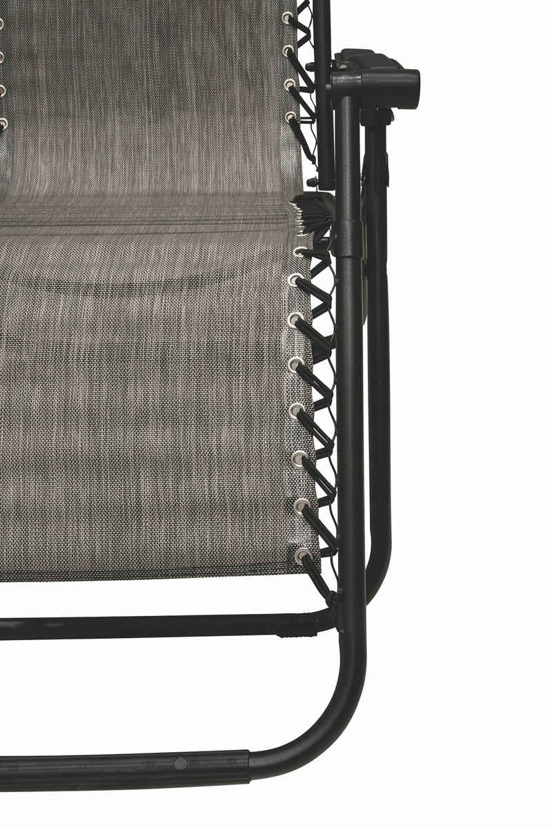 Sedia sdraio pieghevole da esterno in metallo e textilene con poggiatest