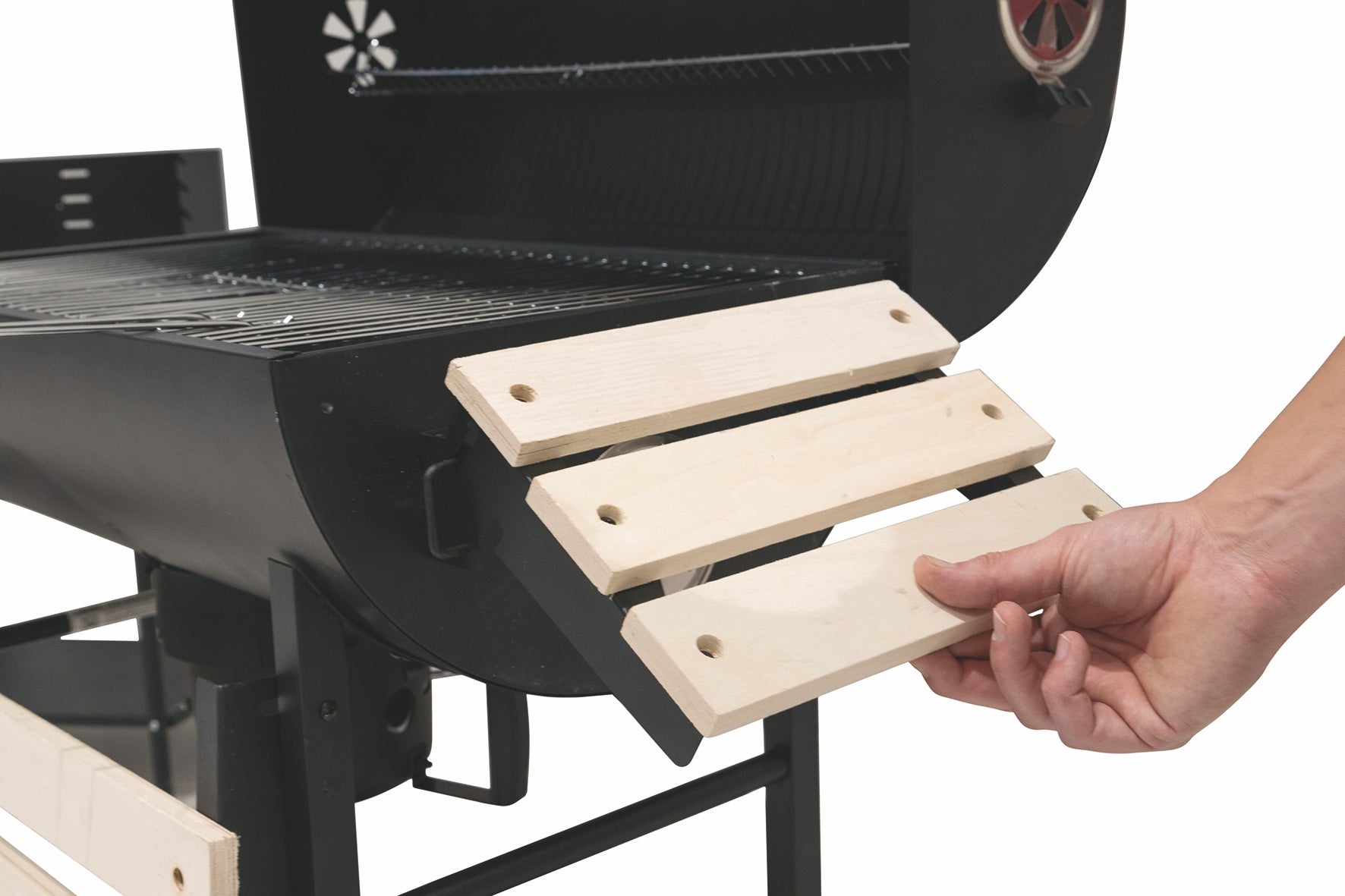 BBQ Barbecue rettangolare con ruote e coperchio  2 ripiani in le