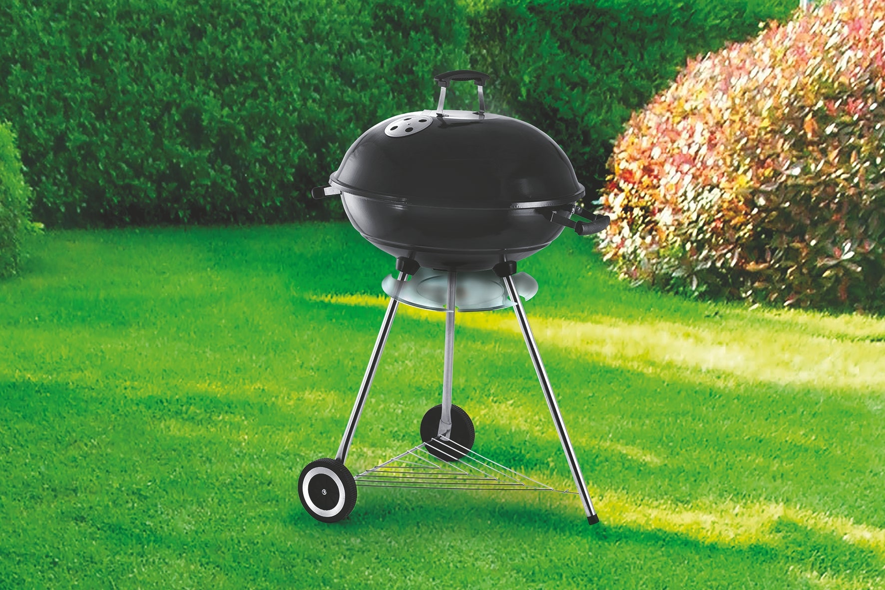 BBQ Barbecue tondo con coperchio struttura in metallo  griglia i