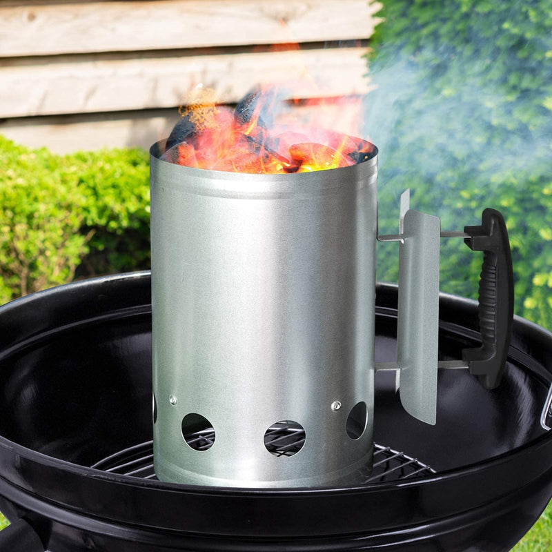 Accendi carbonella starter per barbecue chimney in metallo zincato ult
