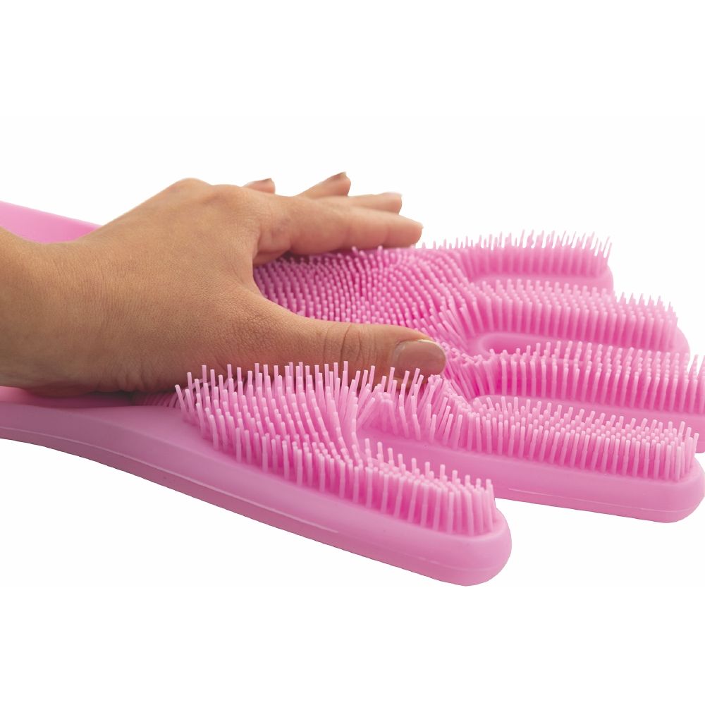 Set 2 guanti mulituso in silicone con setole