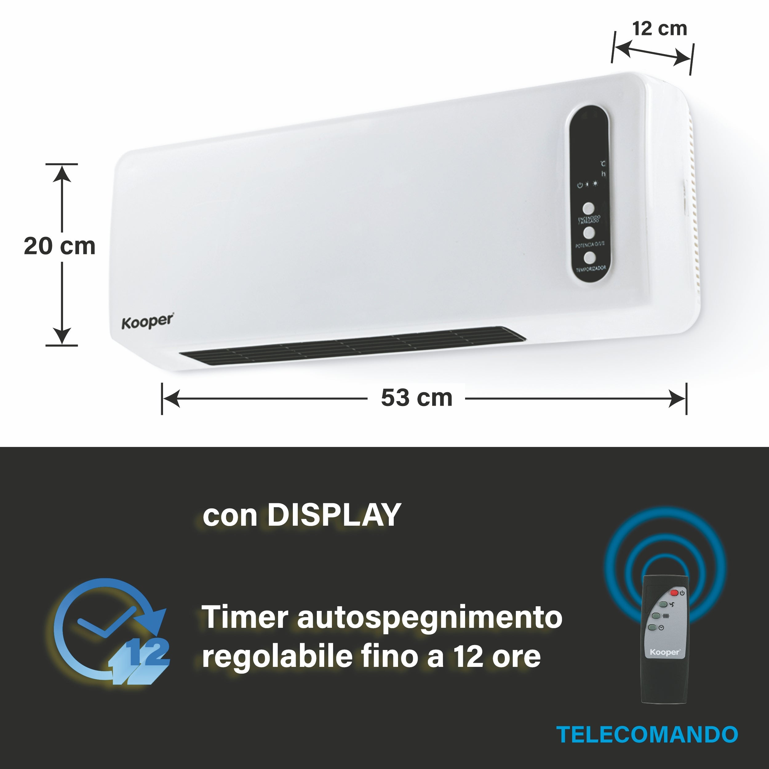 Aerosplit Termoventilatore ceramico a parete con telecomano 1000