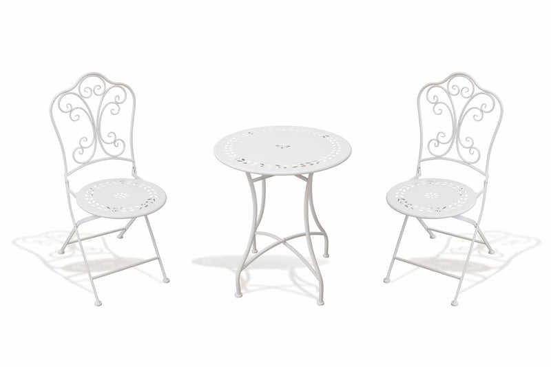 Set da esterno tavolo e 2 sedie pieghevoli in ferro battuto Portofino