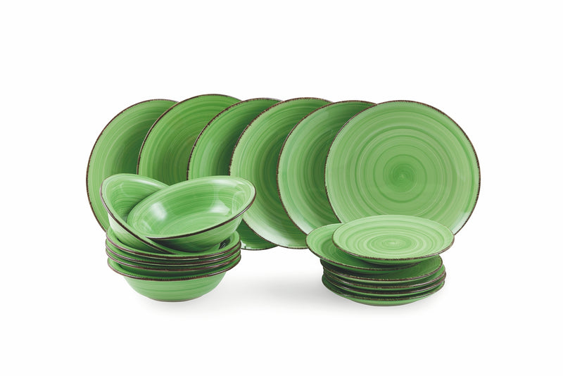 Set of 6 soup plates in green Baita porcelain