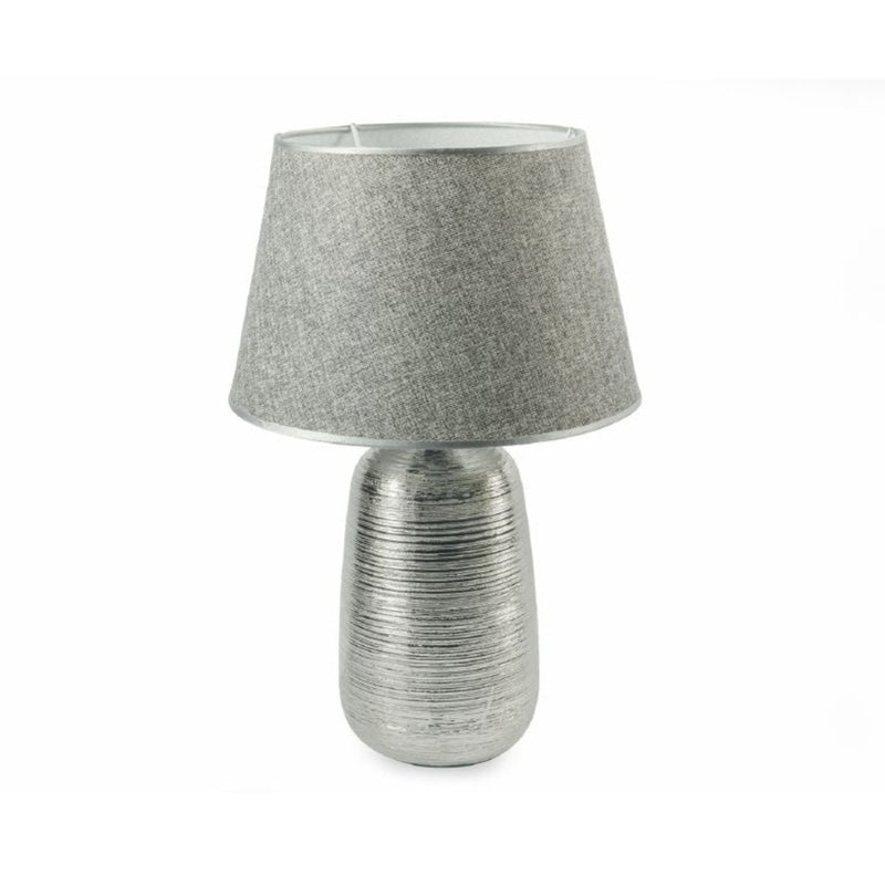 Lampada da tavolo, base rotonda in ceramica, paralume in stoffa 40W, Modern