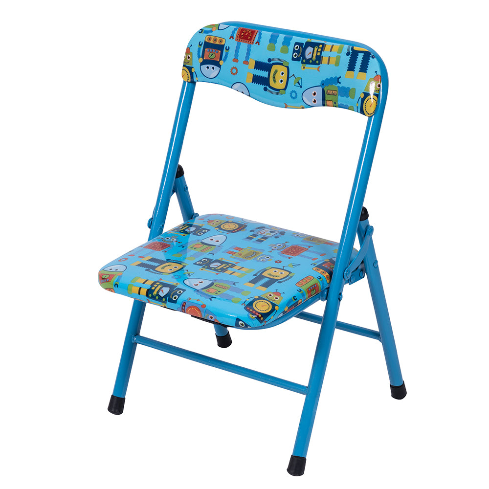 Scrivania set mini tavolo e sedia pieghevoli con struttura in metallo decorato per bambini