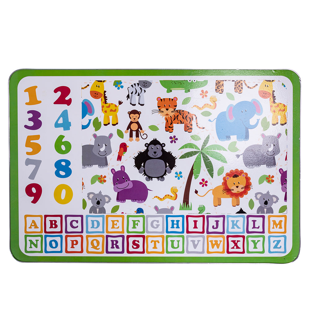 Scrivania set mini tavolo e sedia pieghevoli con struttura in metallo decorato per bambini