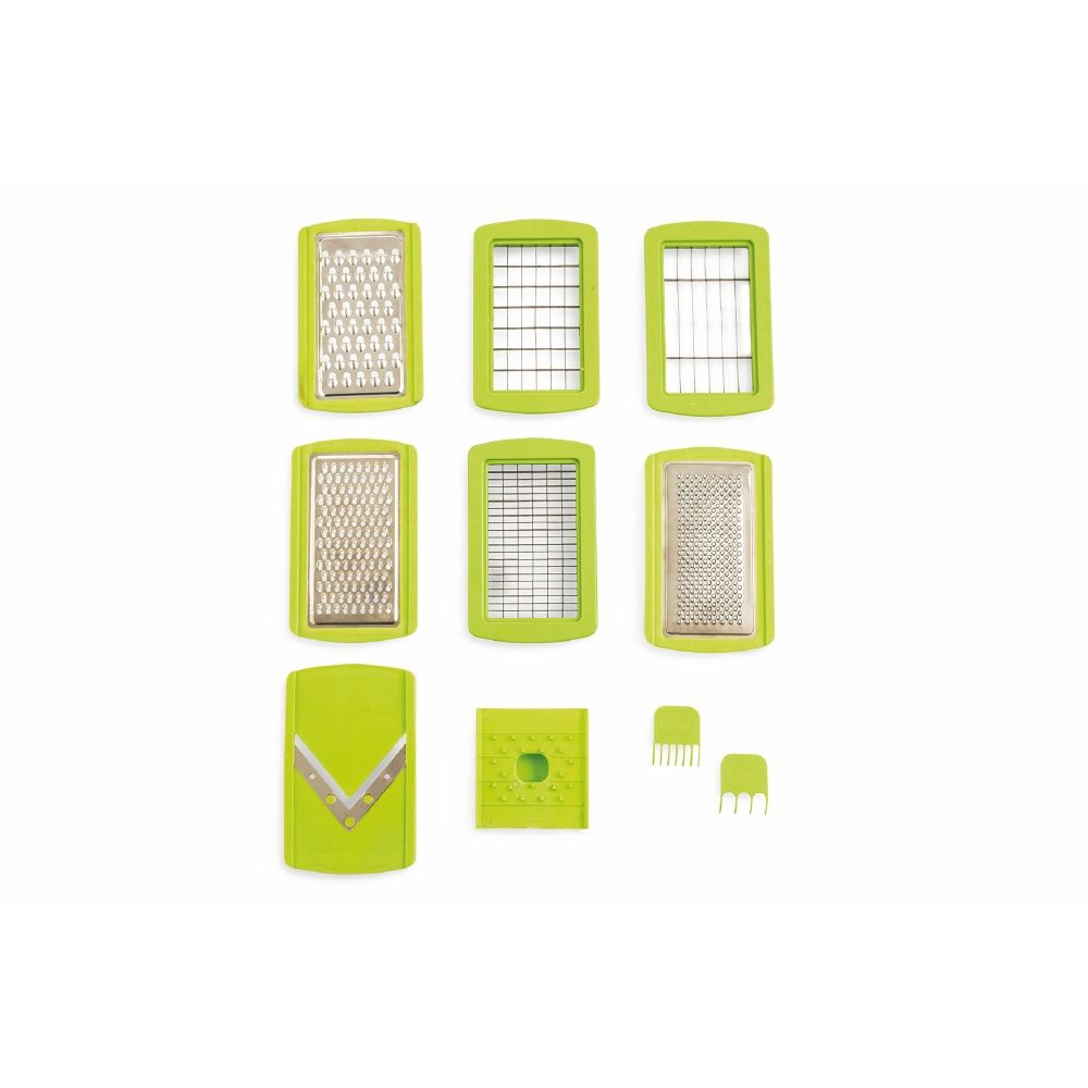 Taglia verdure affettatutto grattugia con lame in acciaio 8in1 con 12 accessori e contenitore Sì Chef