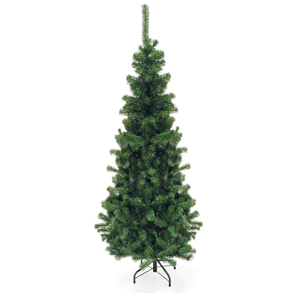 Albero di natale abete verde slim con struttura ad incastro e base in metallo Sestriere Superior Slim