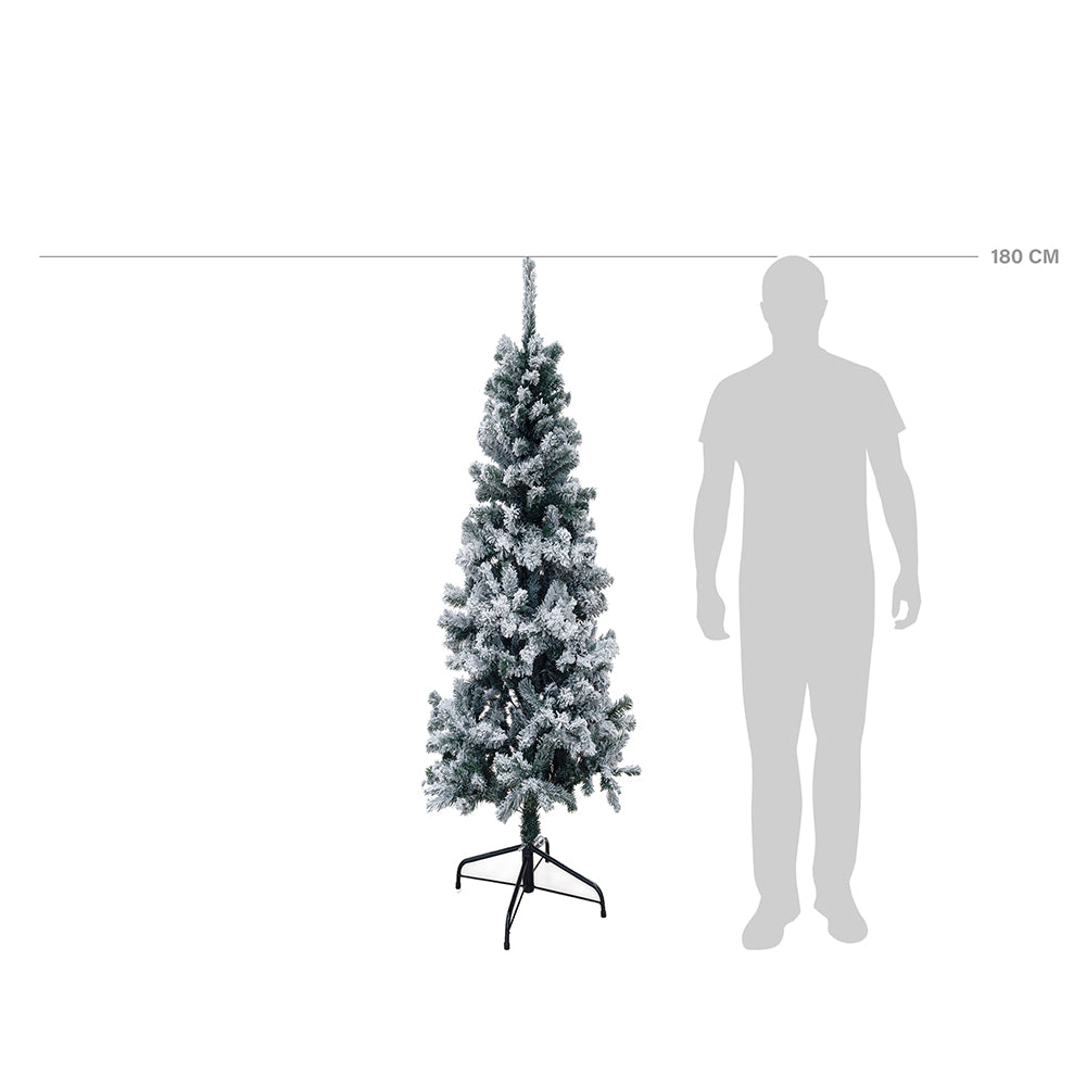 Albero di Natale slim innevato 436 rami h.180 cm, Sestriere