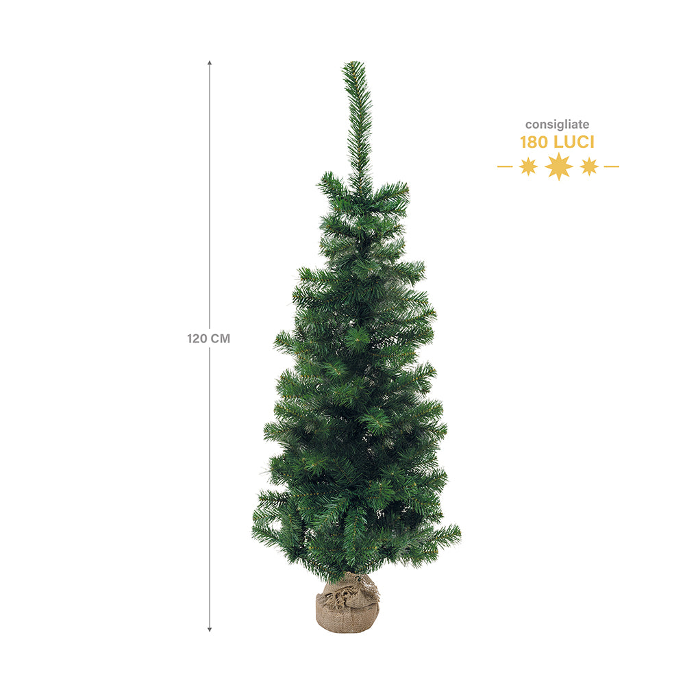 Albero di natale abete piccolo verde da tavolo con base in juta XMas Superior