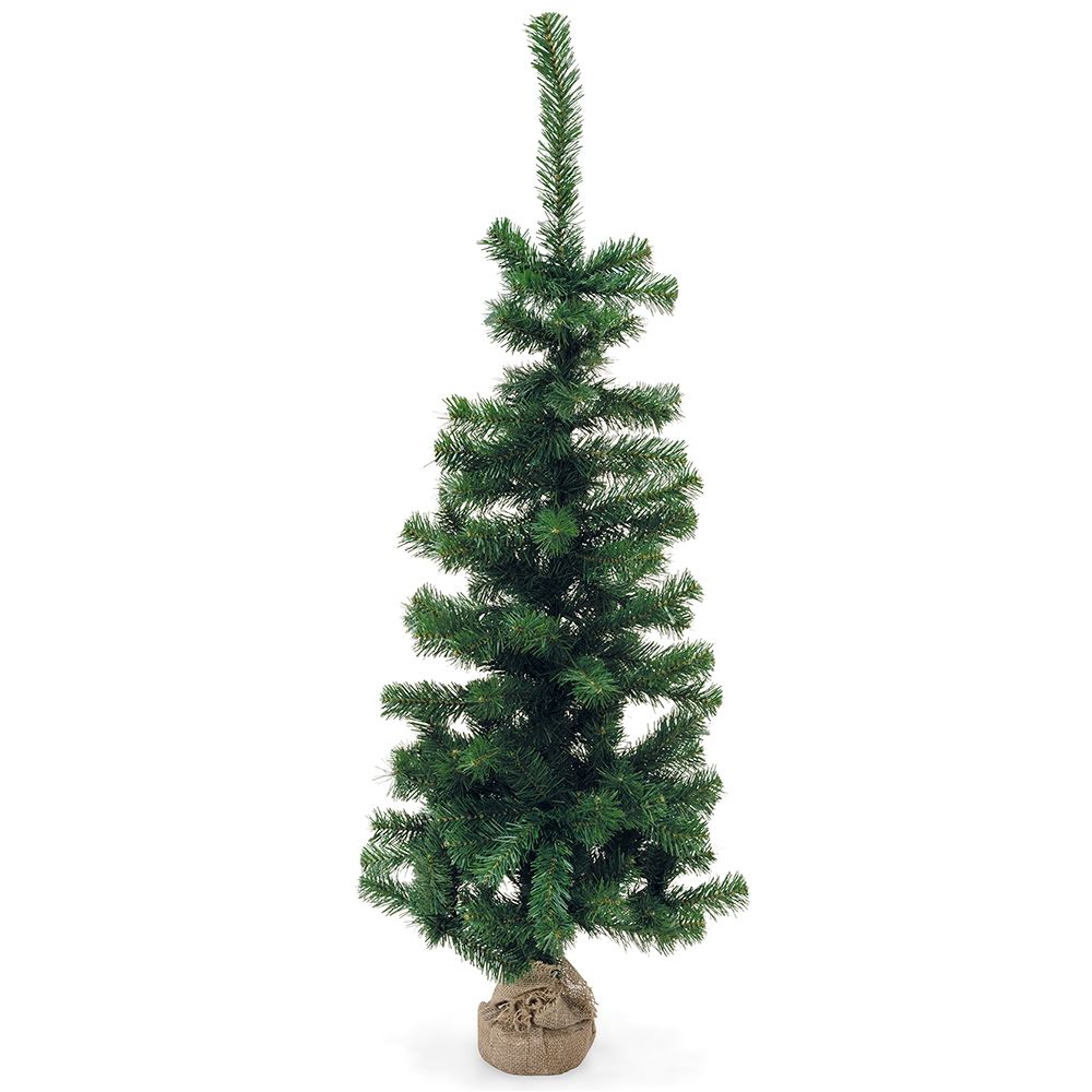 Albero di natale abete piccolo verde da tavolo con base in juta XMas Superior