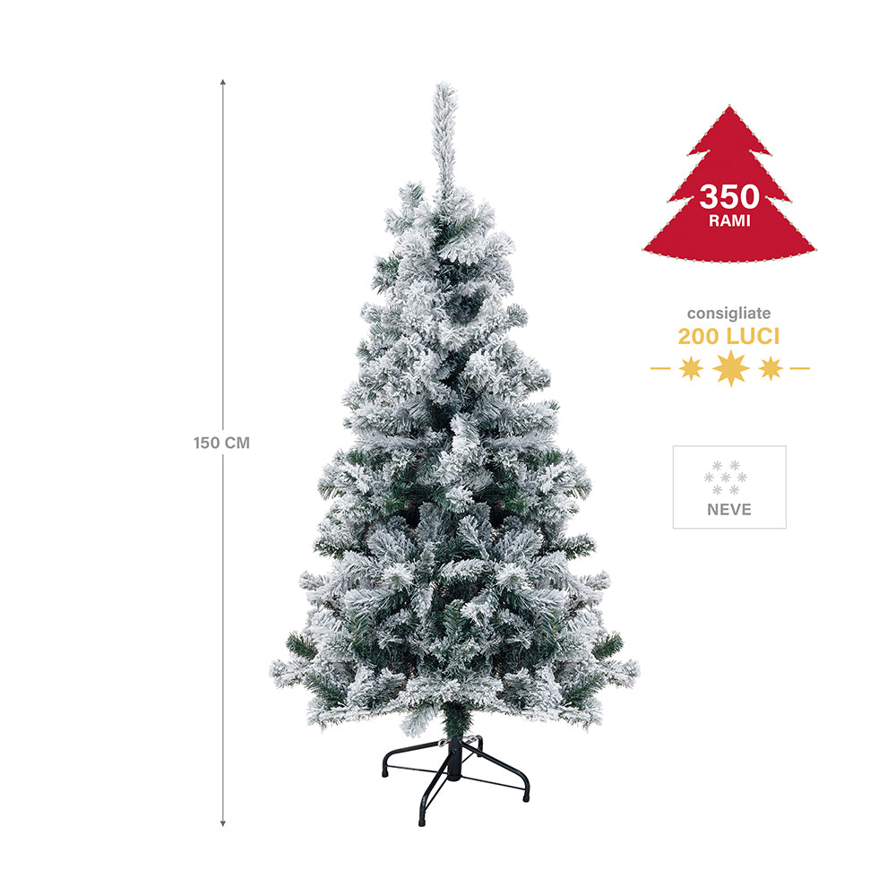 Albero di Natale innevato 350 rami h.150 cm, Sestriere