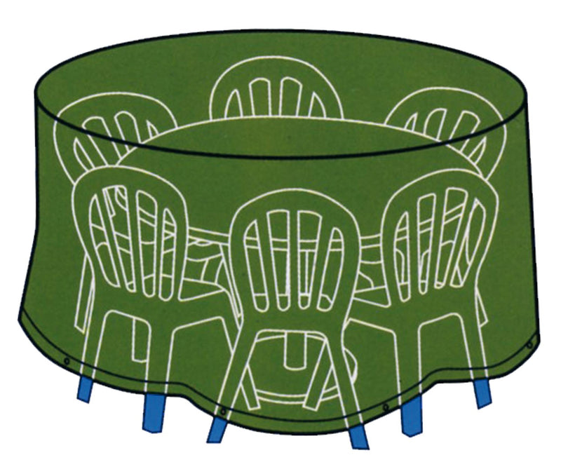 Telo Cover Ø 193xH89 cm per protezione tavolo tondo con sedie all'esterno