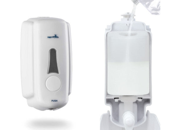 Dispenser erogatore manuale per igienizzanti e sapone