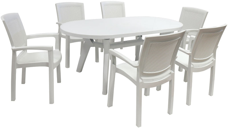 Tavolo ovale in resina bianco da esterno Pagoda Grandsoleil