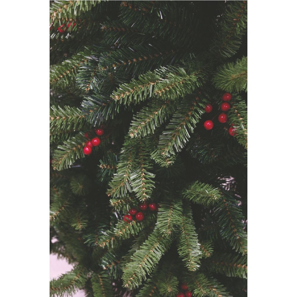 Albero di natale abete verde con bacche rosse struttura ad incastro e base in metallo Nevada Superior