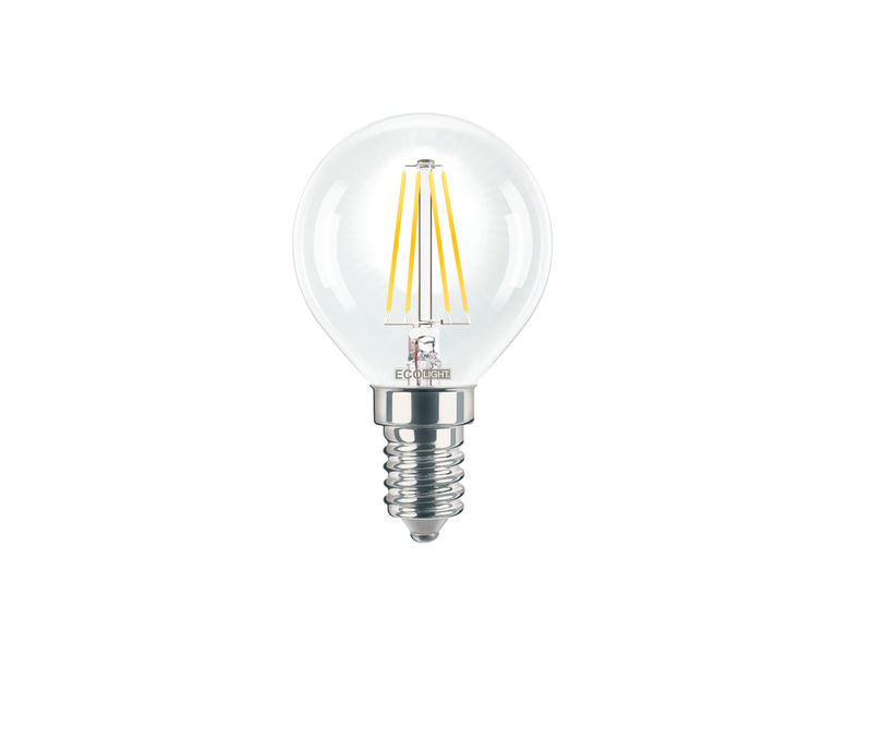 Kit 4 Lampadine a LED con filamento miniglobo E14 EcoLight 4W