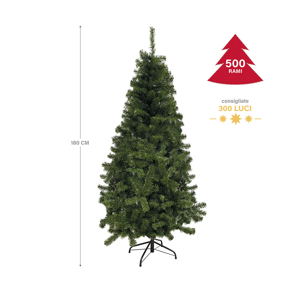 Albero di natale abete verde con struttura ad incastro da terra e base a croce in metallo Sestriere Superior