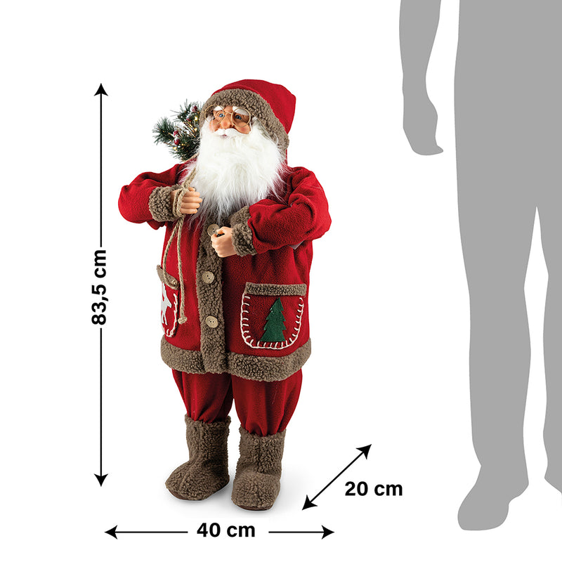 Babbo Natale 15 led in stoffa h. 80 cm, XMas