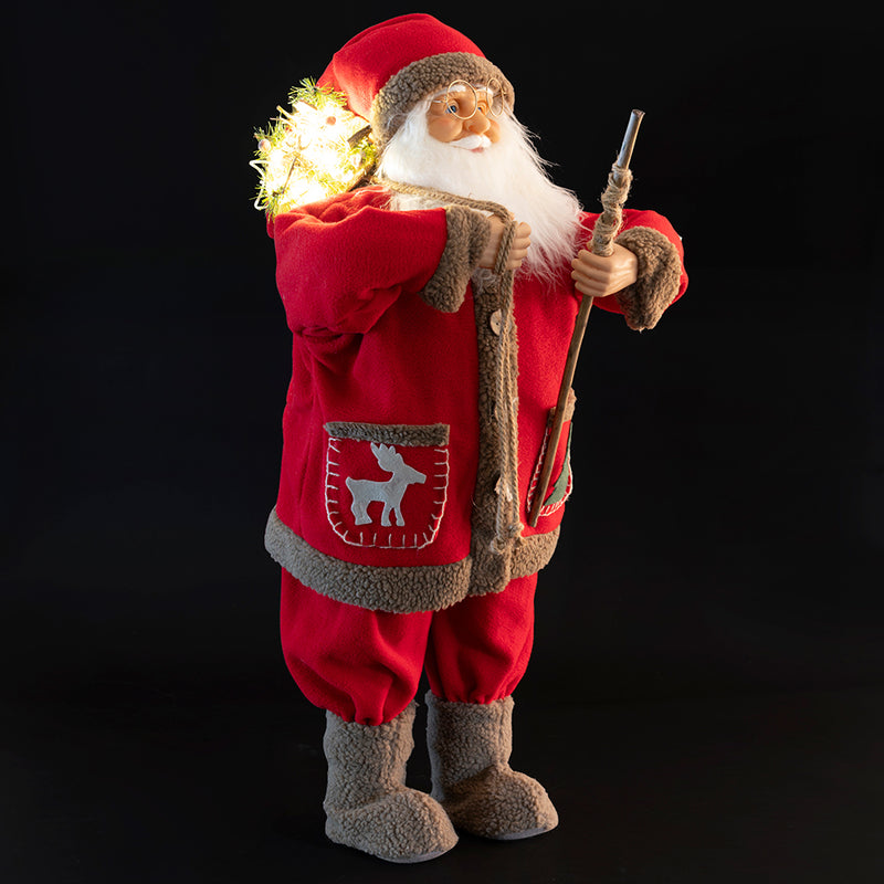 Babbo Natale 15 led in stoffa h. 80 cm, XMas