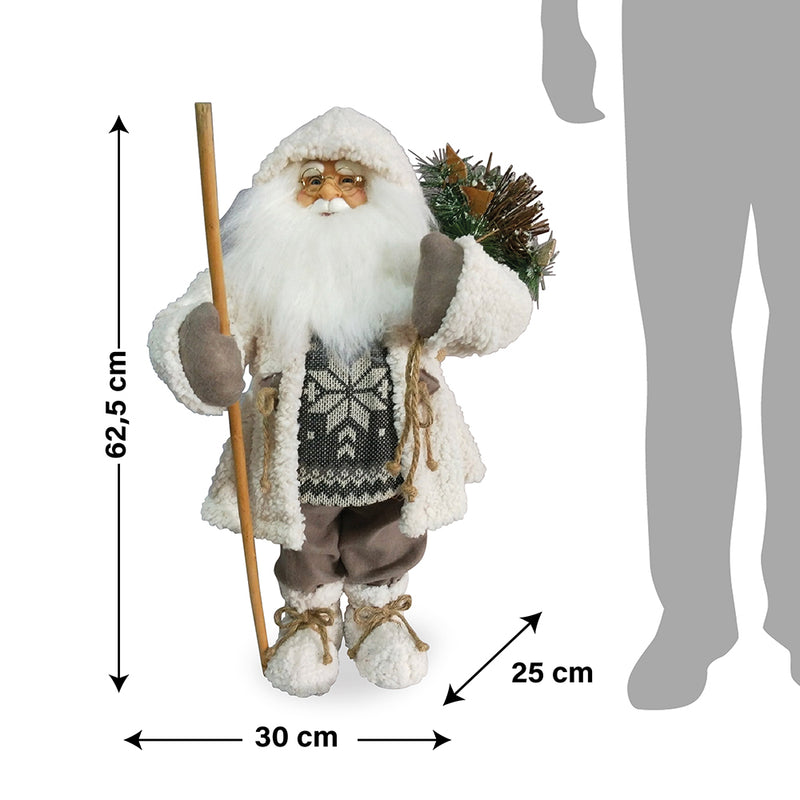 Babbo Natale 12 led in stoffa h. 62,5 cm, XMas