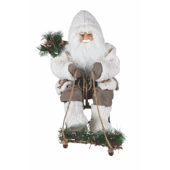 XMas Babbo Natale con slitta 12 led in stoffah.50 cm