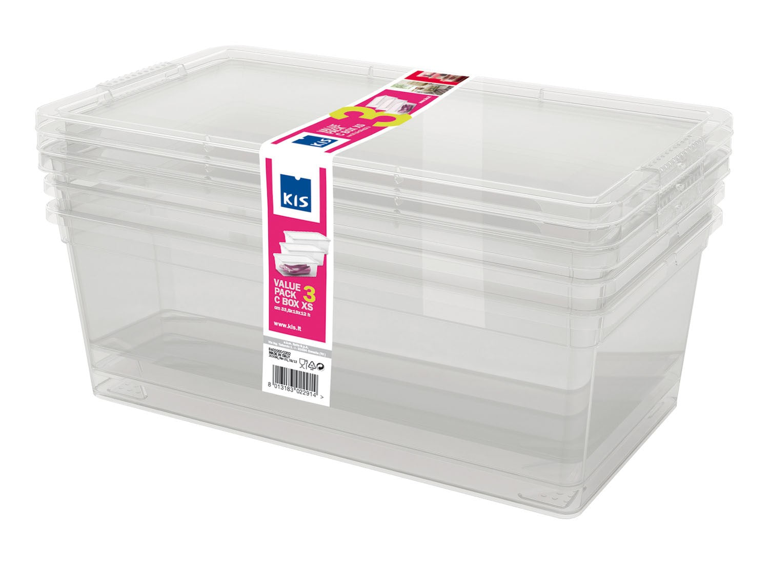 Set 3 Contenitori in plastica trasparenti C-Box XS Set 3 Pezzi