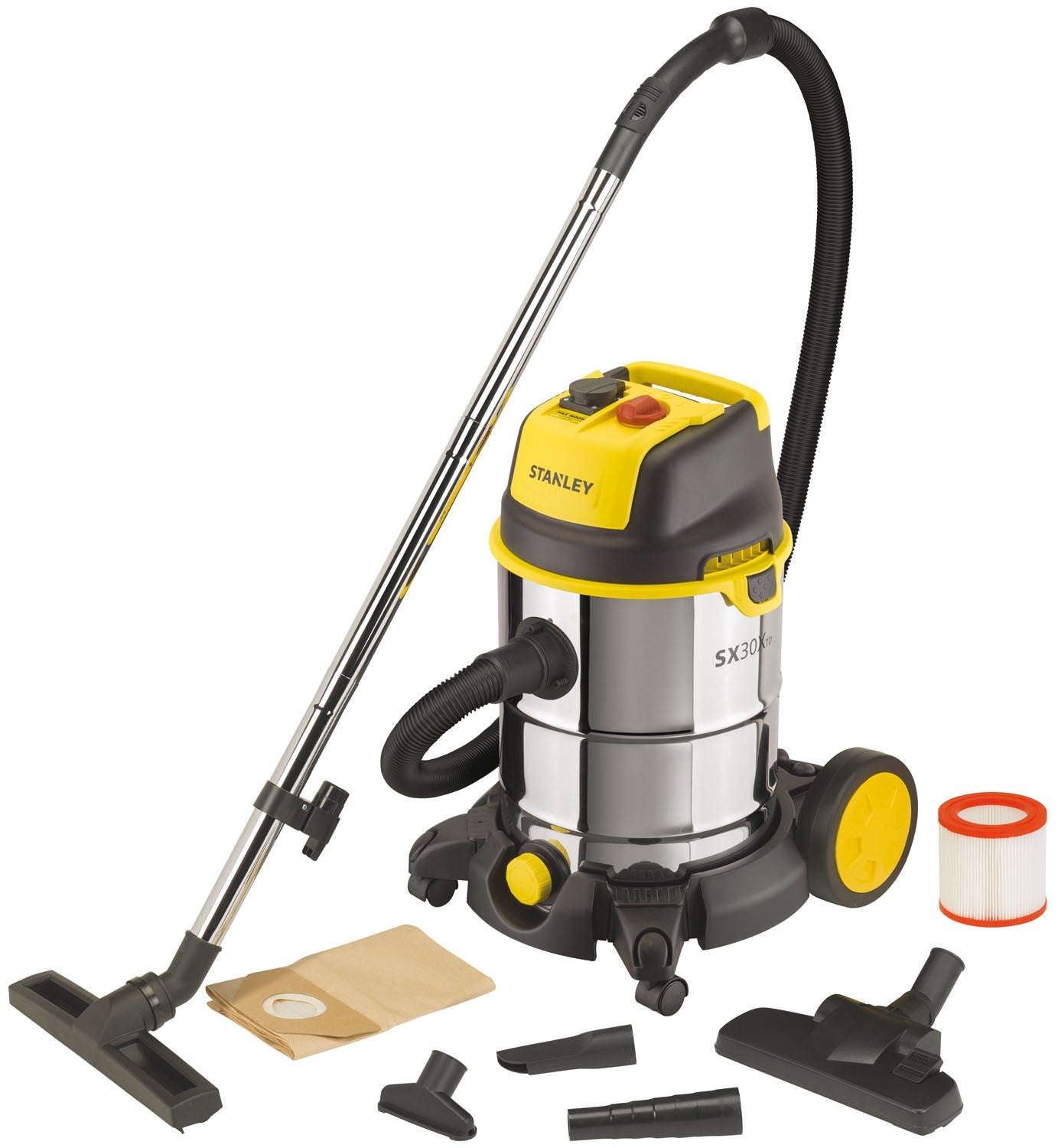 Aspiratutto Solidi e Liquidi Inox 30 lt 1600W Stanley SXVC30XTDE