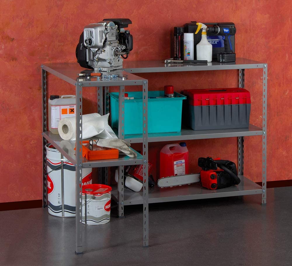 Scaffale kit in metallo 5 ripiani a bullone portata 350 kg Master Genius