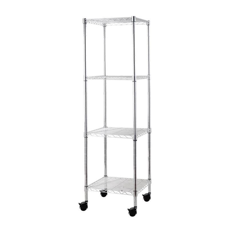 Scaffale in kit a 3/4 ripiani in metallo acciaio cromato con ruote girevoli