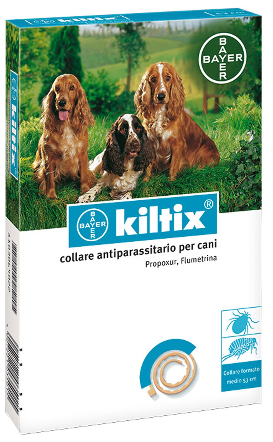 Kiltix collare antiparassitari cani media taglia anti pulci zecche 53cm