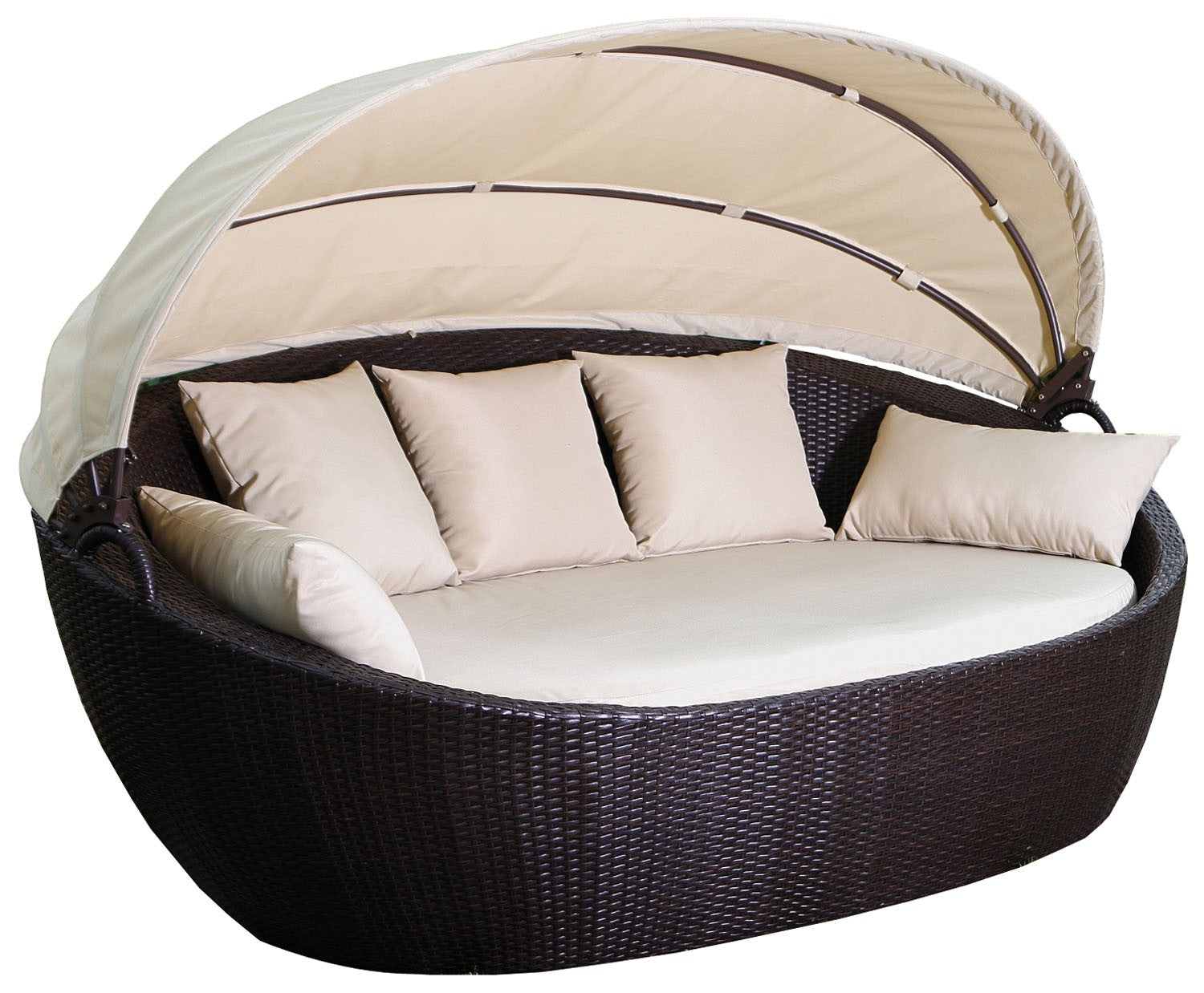 Divano da esterno in rattan con cuscini e tettuccio Prendisole Guscio Garden Deluxe Collection