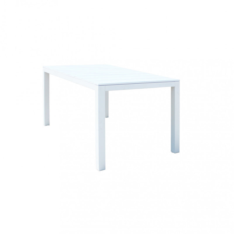 Tavolo da esterno allungabile 149/215 cm in alluminio con piedi regolabili e piano a doghe TEODOSIO
