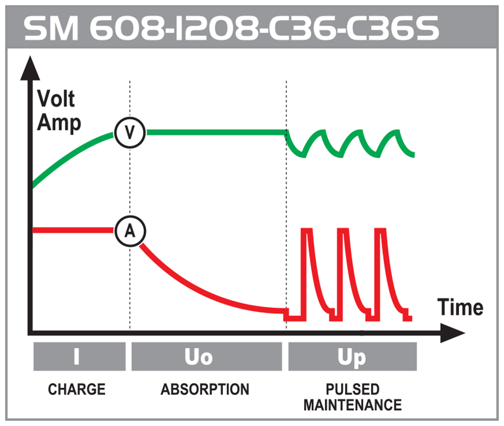 Caricabatterie con programma per la carica di mantenimento Deca 12 Volt SM1208